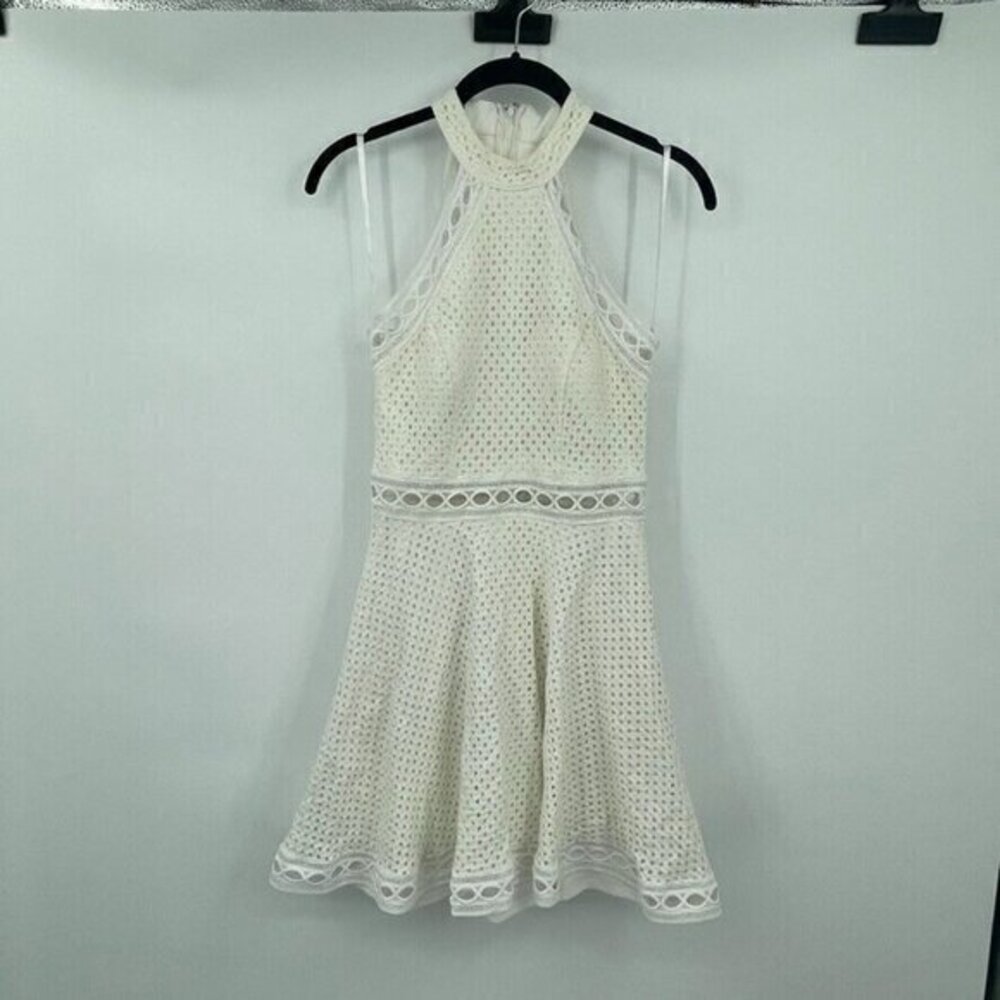 Jodi Kristopher Juniors Dress 3 White Short Eyelet Cutout Sleeveless Halter
